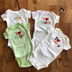 “I Love” 4 piece onesie set - Newborn